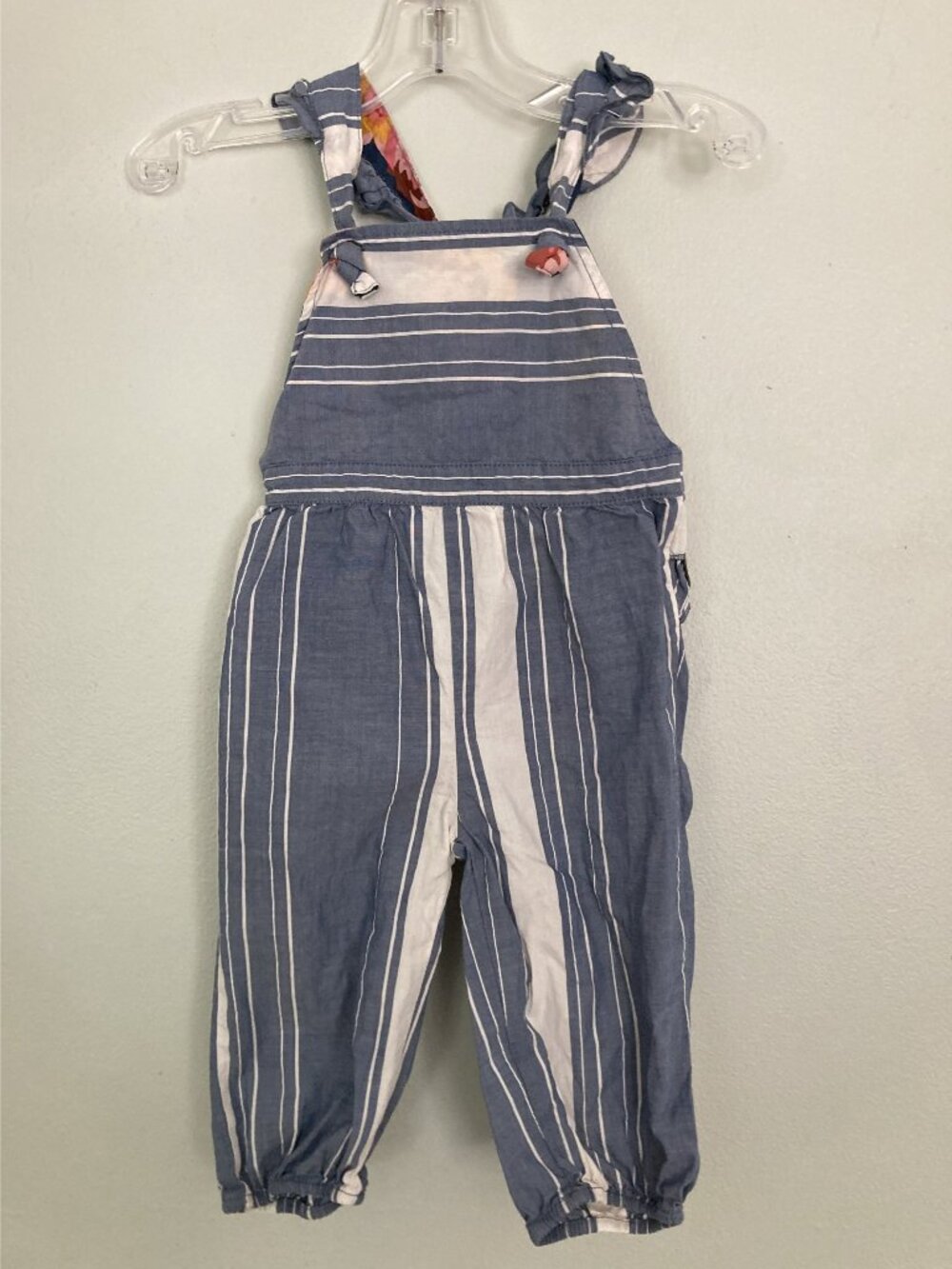 Matilda Jane Joanna Gaines Girls Blue Striped Romper With Floral Back Size 3-6M